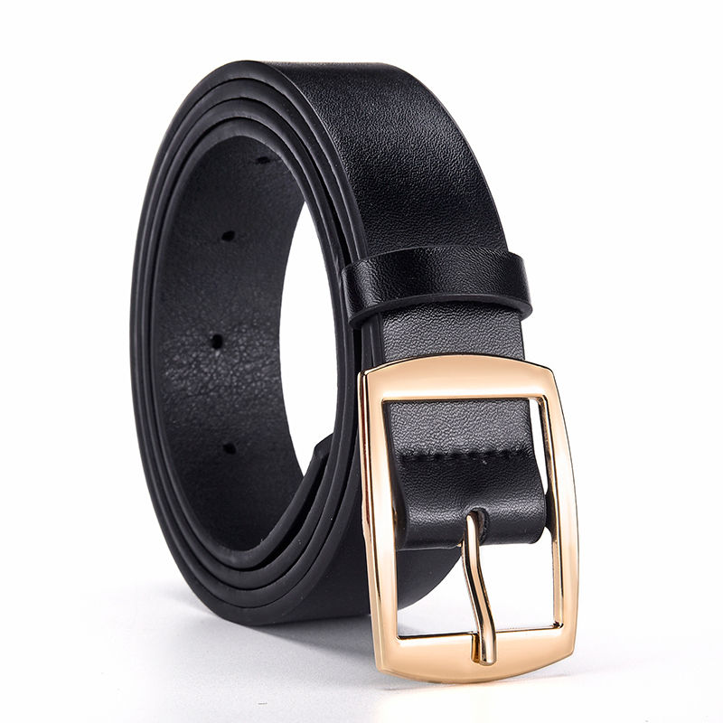 Thumbnail: 3pcs Men's Belt, Gold Alloy Buckle Belt, Fashionable, Atmospheric, Simple, Casua