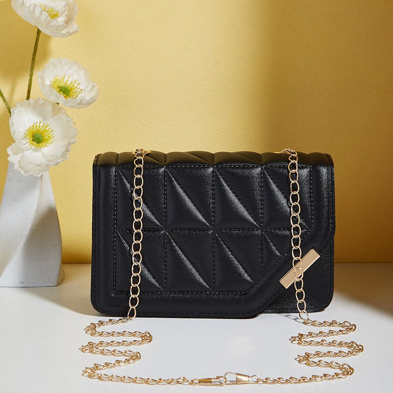 Thumbnail: Black Luxury Handbags And Purse Women PU Leather Messenger Shoulder Bag Plaid Fe