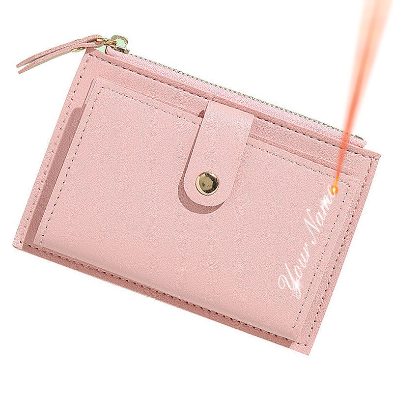 Thumbnail: Free Name Engraving New Short Women Wallets Slim Card Holder Female Purses Cute 