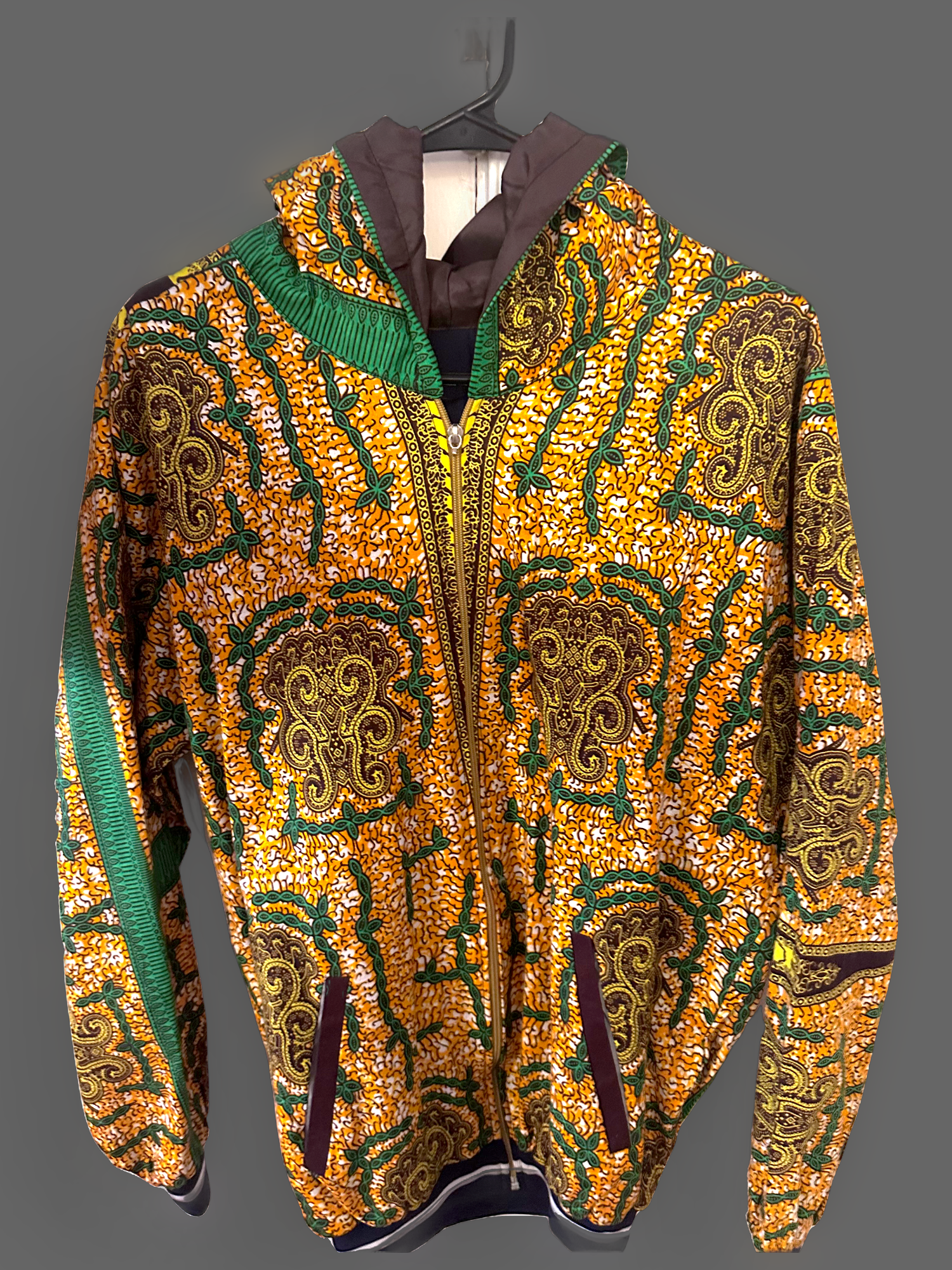 Green Gold & Orange Zip Up Hoodie