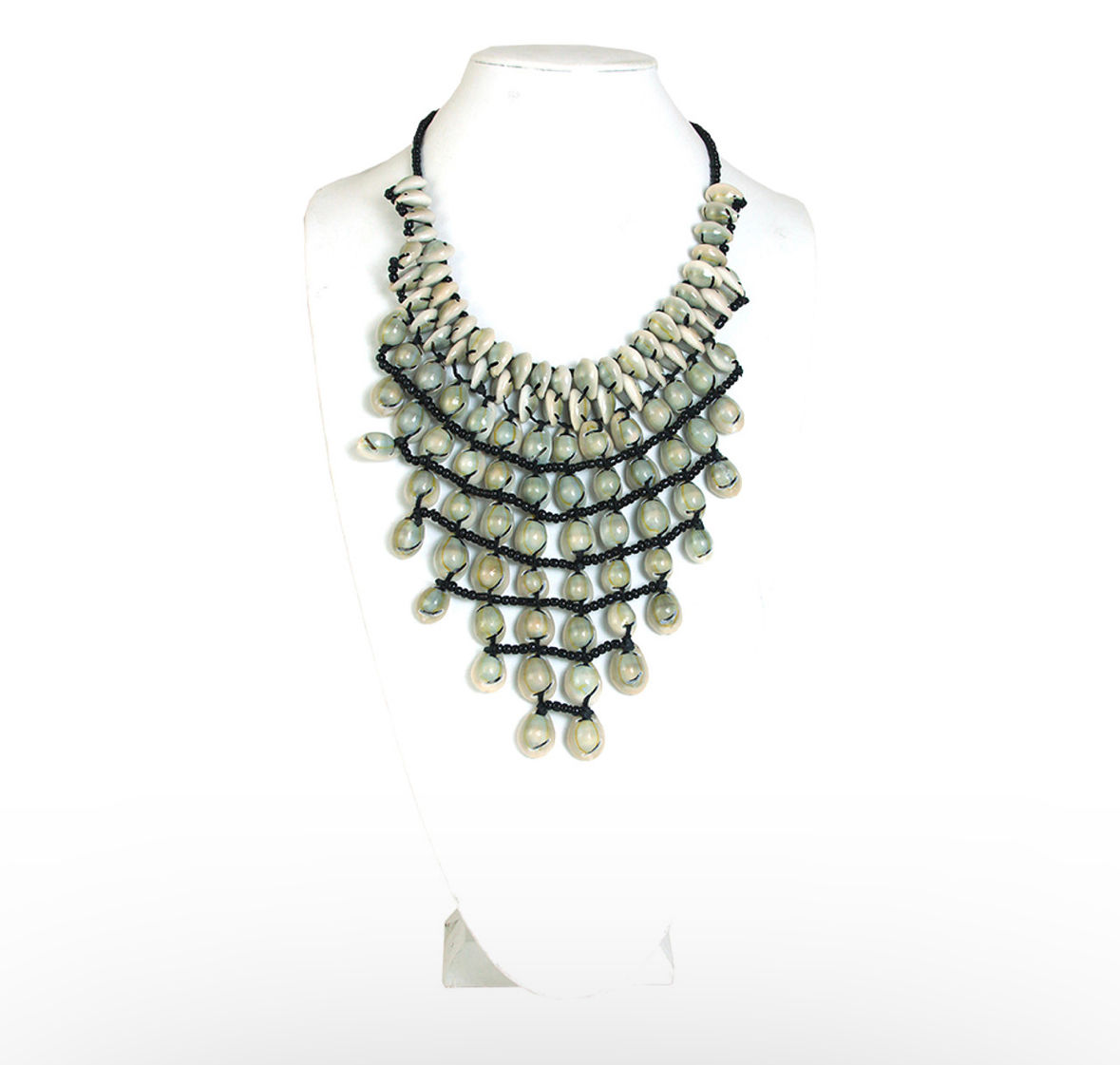 About 9-Row Uncut Cowrie Shell Elegance Necklace