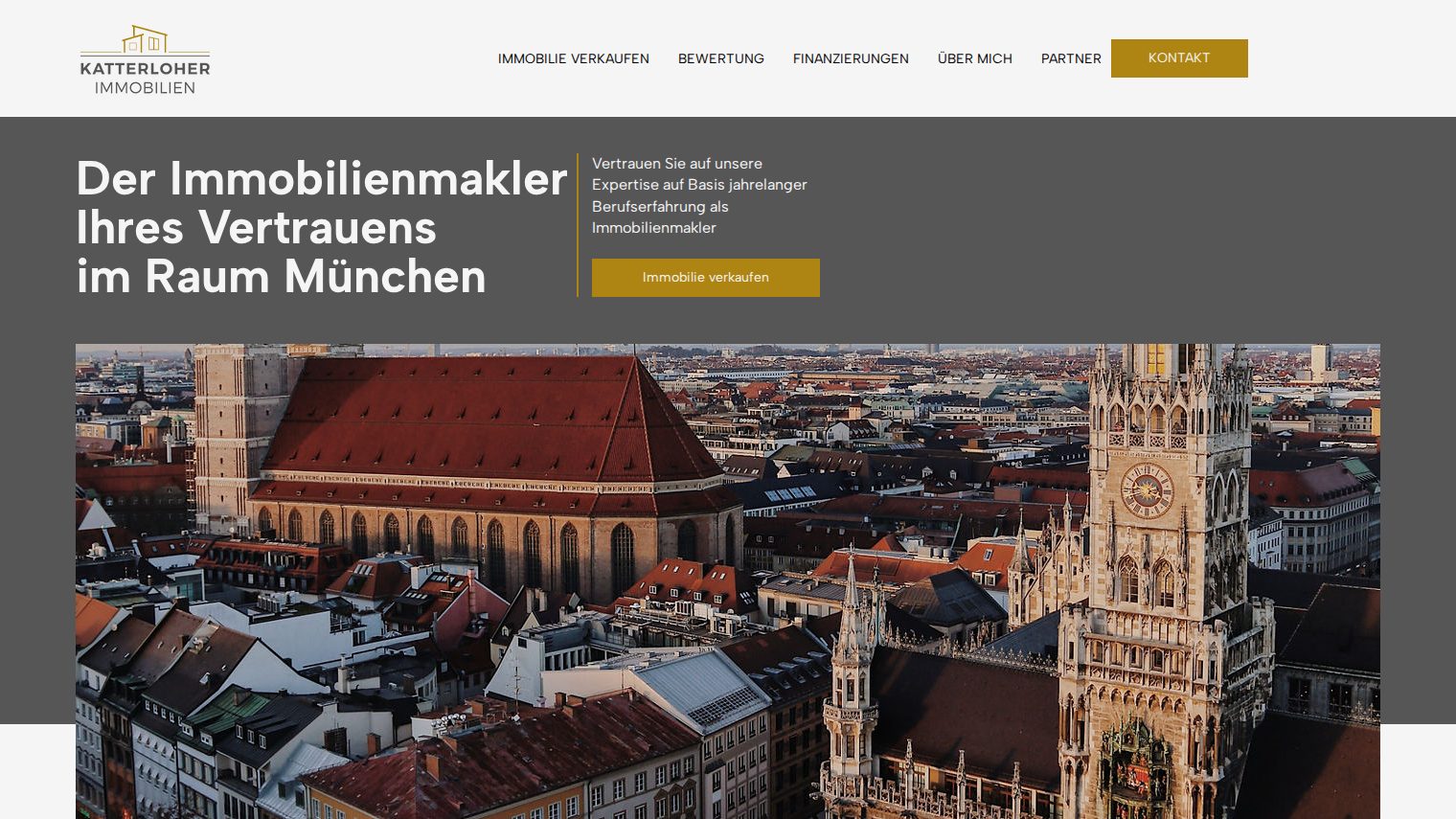Startseite von Katterloher Immobilien mit Münchner Innenstadt