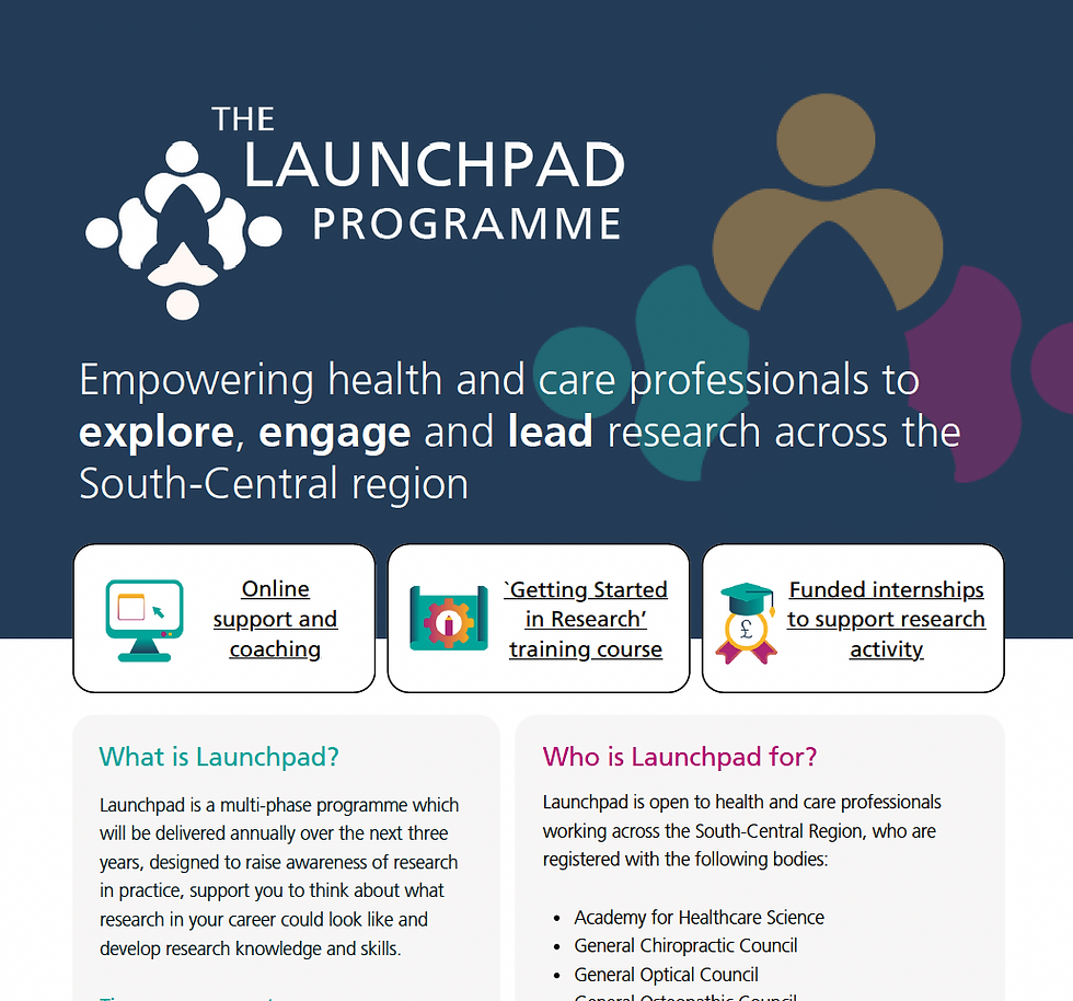 Launchpad Programme: Empowering healthcare professionals to lead research in the South-Central region.