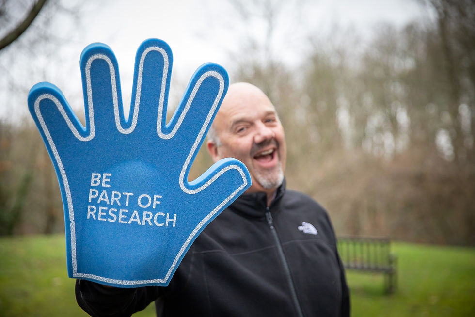 Colin Barnes with foam hand