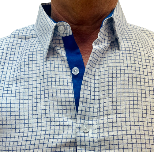 Thumbnail: Modern Checkered 100% Linen Button Down Shirt - Royal Blue