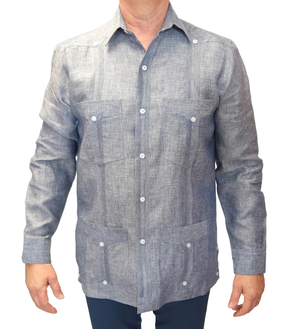 Thumbnail: Pepe & Berta Exclusive 100% Irish Linen Heather Long Sleeve Guayabera