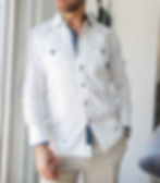 Thumbnail: Men's 100% Linen Guayabera Chacabana Shirt Long Sleeve with Print Trim Accent