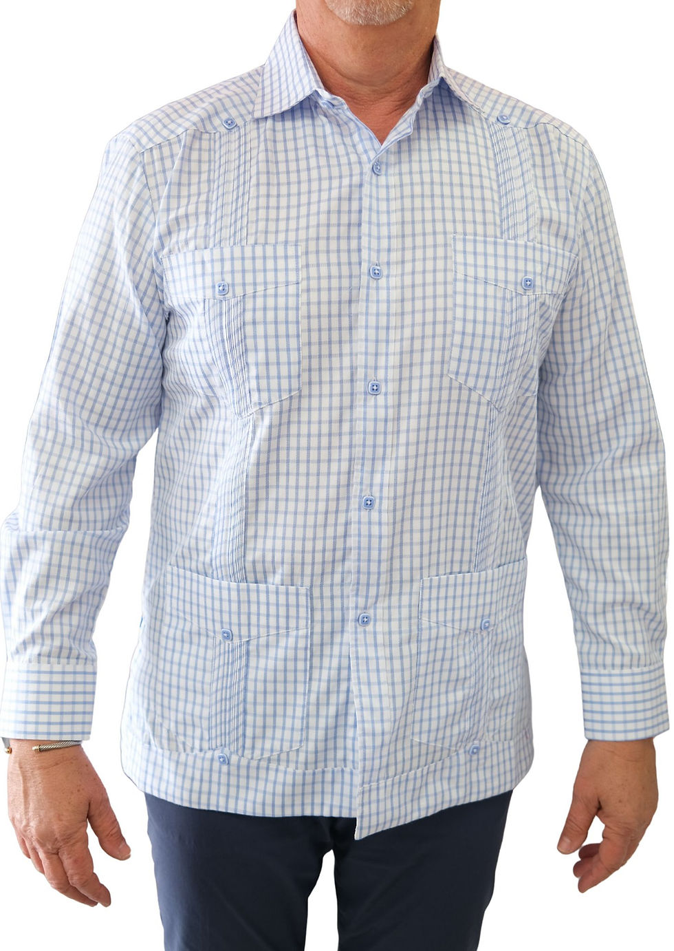 Thumbnail: Pepe & Berta Exclusive Checkered Long Sleeve Guayabera