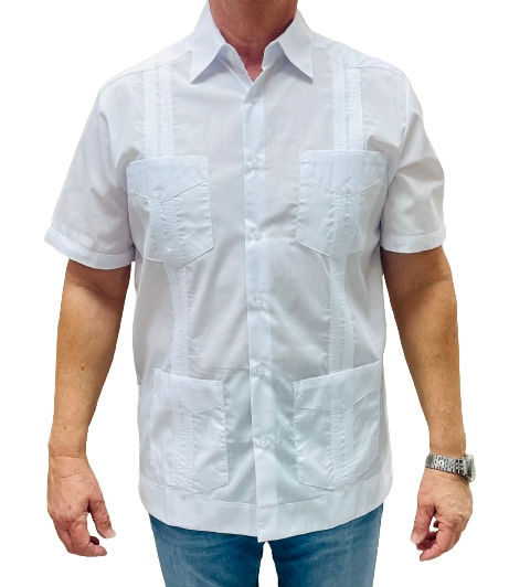 Thumbnail: Classic Four-Pocket Short Sleeve Guayabera Poly Cotton- 80% Polyester 20% Cotton