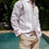 Thumbnail: Men's 100% Linen Guayabera Long Sleeve - Contrast Vertical & Collar Accent Trim