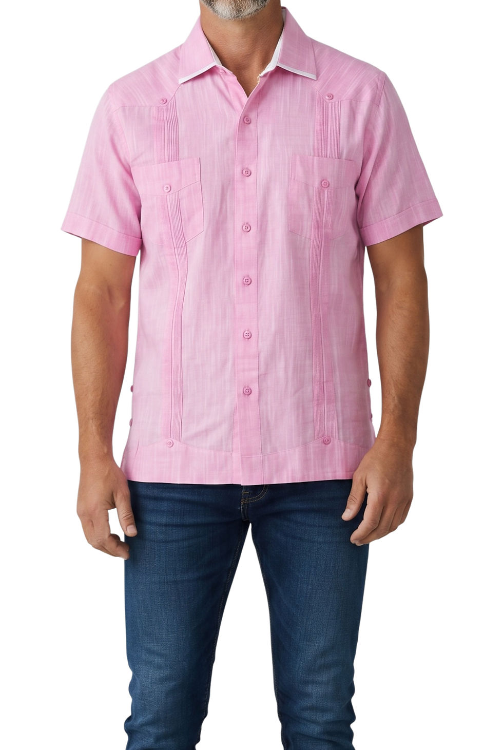 Thumbnail: Heathered Short Sleeve Guayabera Shirt with Trim - Blend