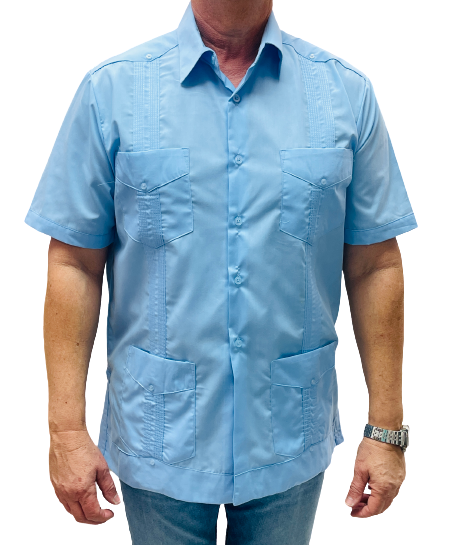 Thumbnail: Classic Four-Pocket Short Sleeve Guayabera Poly Cotton- 80% Polyester 20% Cotton