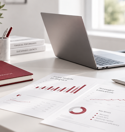 Espace de travail pour l'analyse financière avec ordinateur portable et rapports de performance