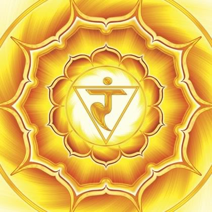 A bright yellow symbol of third chakra