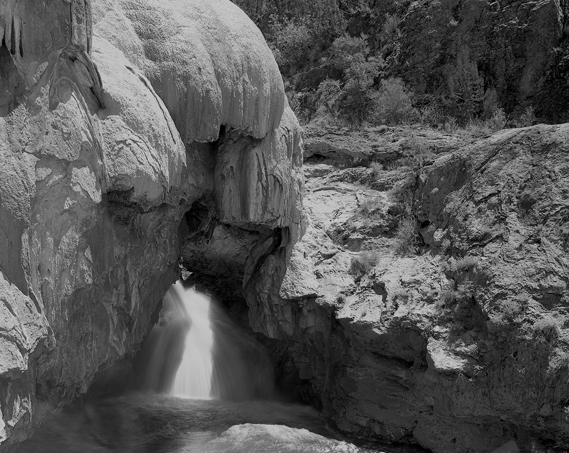 Jemez Springs Soda Dam Falls, Jemez Springs, NM, ©2026. 8x10" Silver Negative.