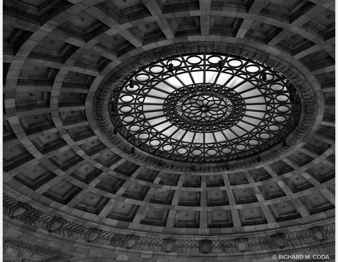 Train Station Rotunda, Pittsburgh, PA, ©2014. 4x5" Silver Negative.