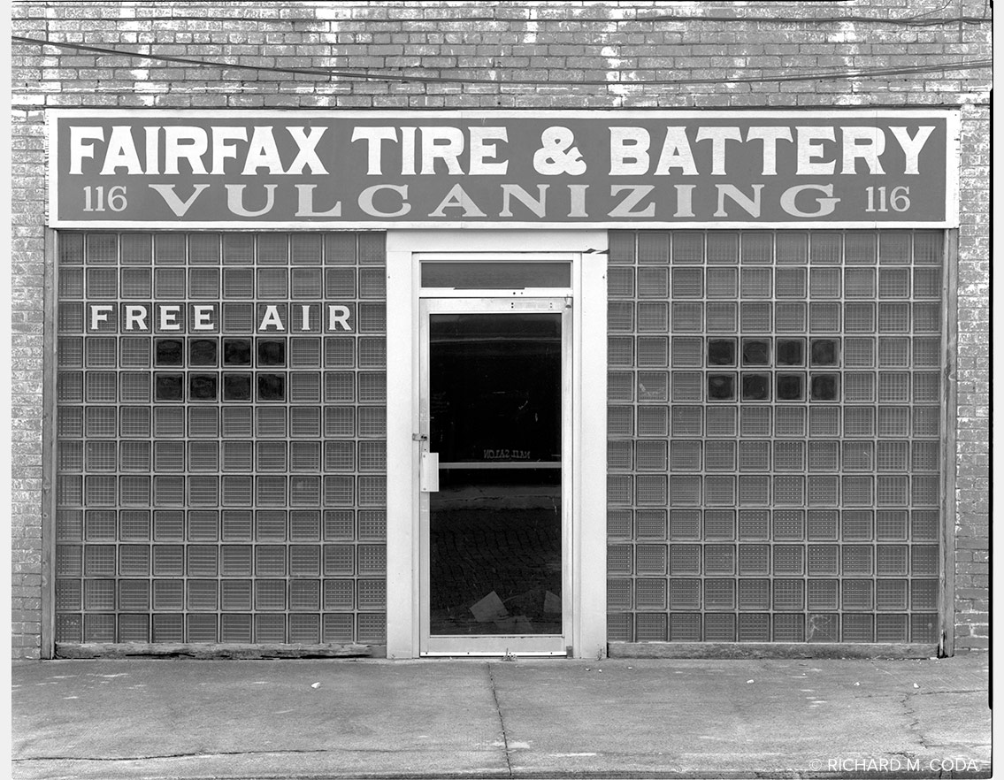 Fairfax Tire & Battery, Fairfax, OK, ©2025. 4x5" Silver Negative.