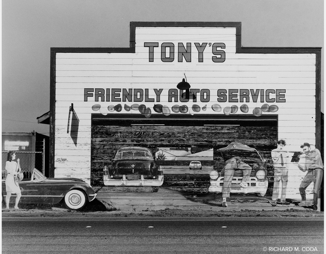 Tonys Friendly Auto Service, Salinas, CA, ©1989. 4x5" Silver Negative