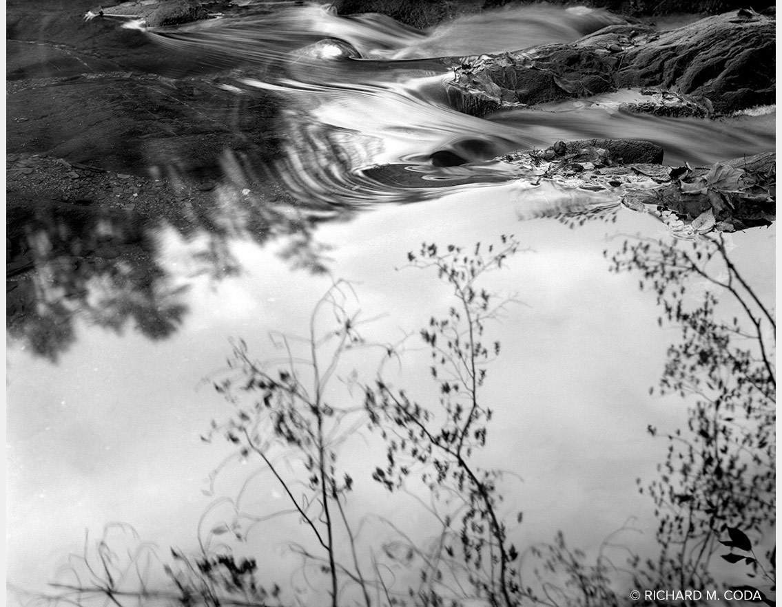 Tellico River Reflections, Tellico Plains, TN ©2026. 8x10" Silver Negative.