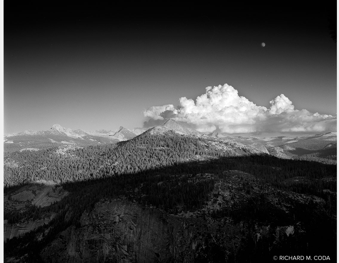 Moonrise, Glacier Point, Yosemite National Park, CA, 1989. 4x5" Silver Negative.