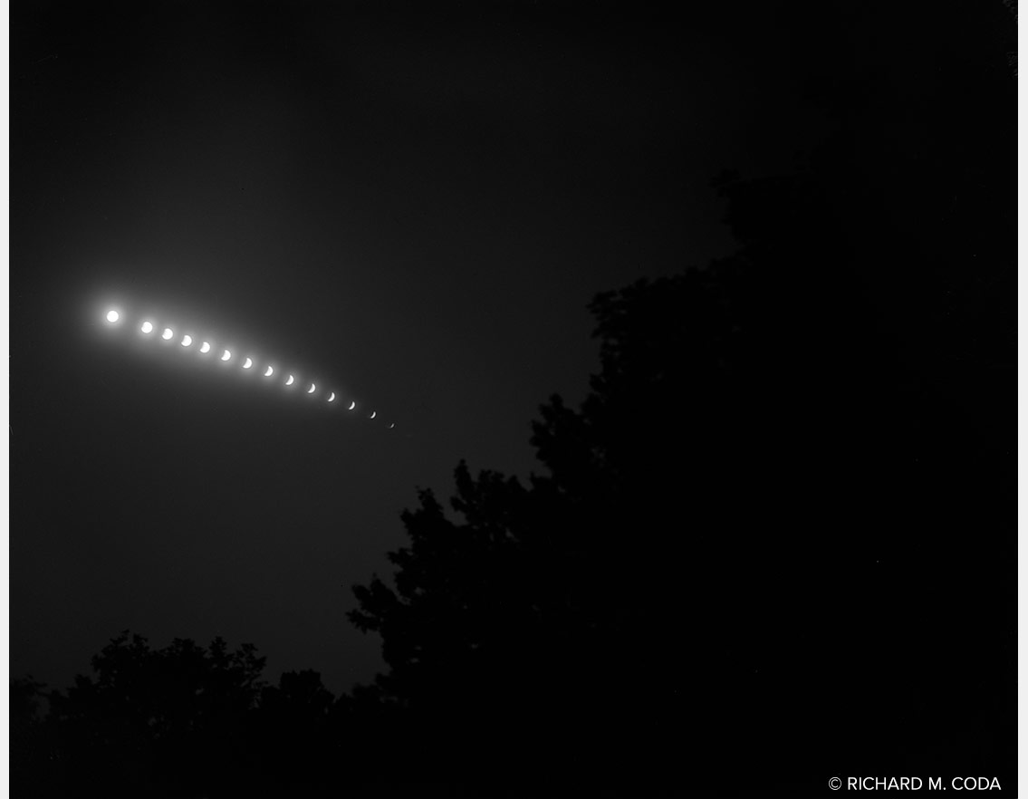 Lunar Eclipse, Pompton Lakes, NJ, ©XXXX. 4x5" Silver Negative.