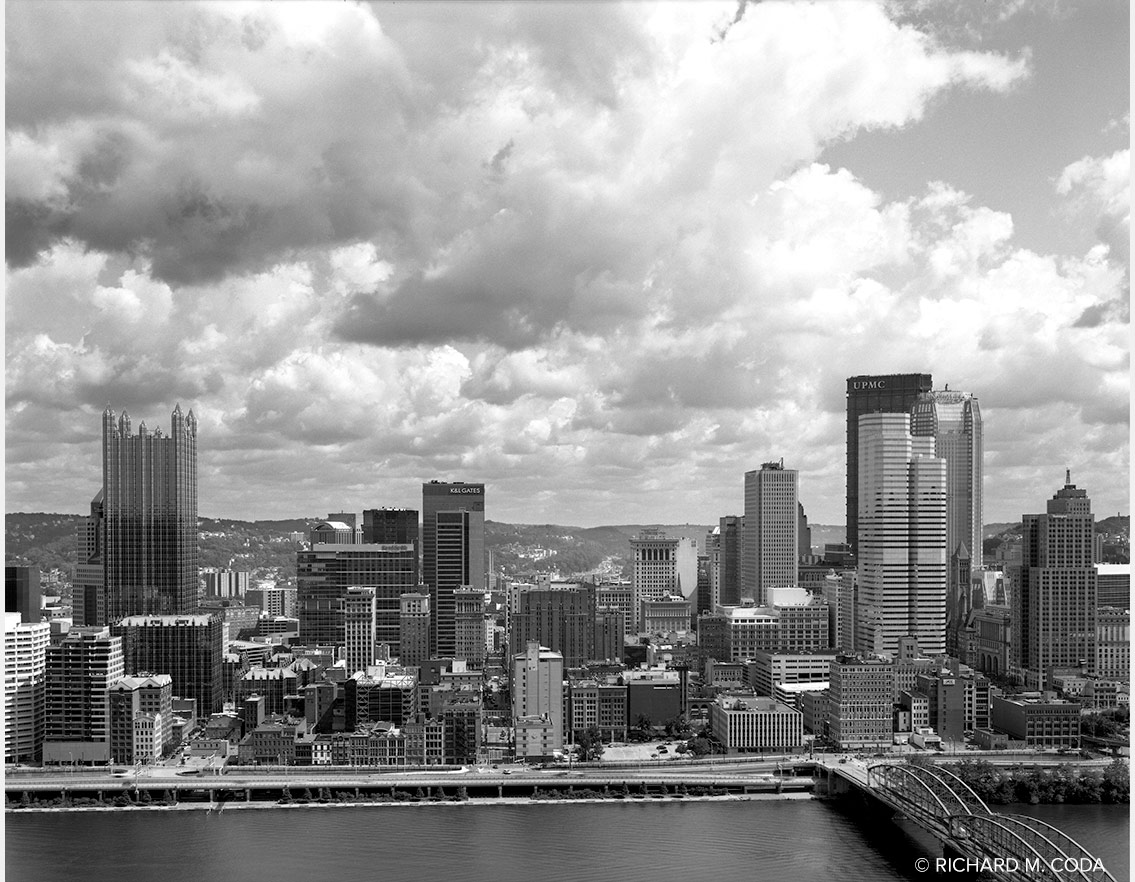 Skyline, Pittsburgh, PA, ©2012. 4x5" Silver Negative.