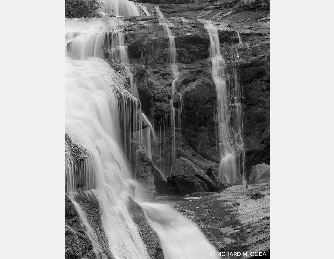 Bald River Falls Detail 1, Tellico Plains, TN ©2026. 4x5" Silver Negative.