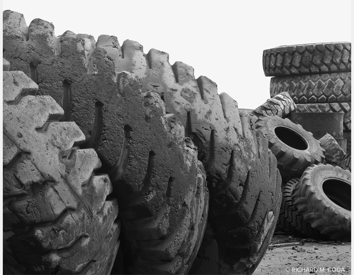 Tires, Pittsburgh, PA, ©2015. 4x5" Silver Negative.
