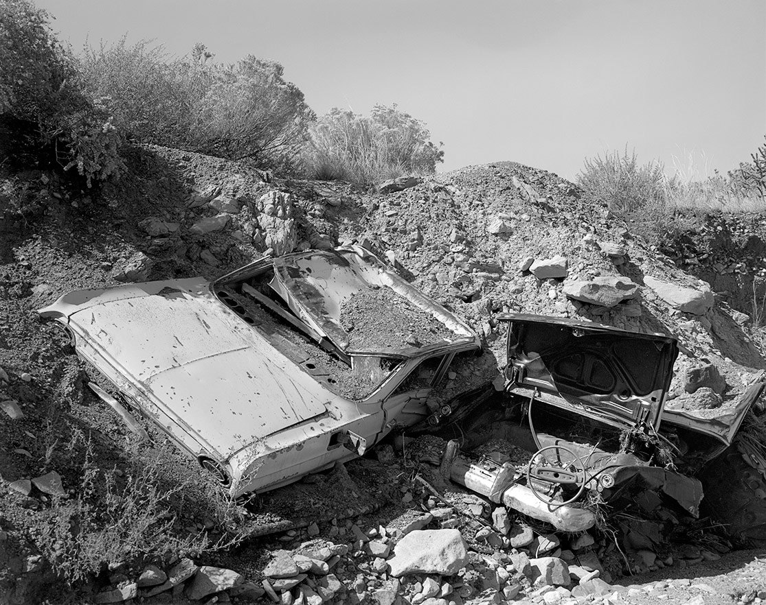 Buried Cars, New Mexico, ©1991. 4x5" Silver Negative.