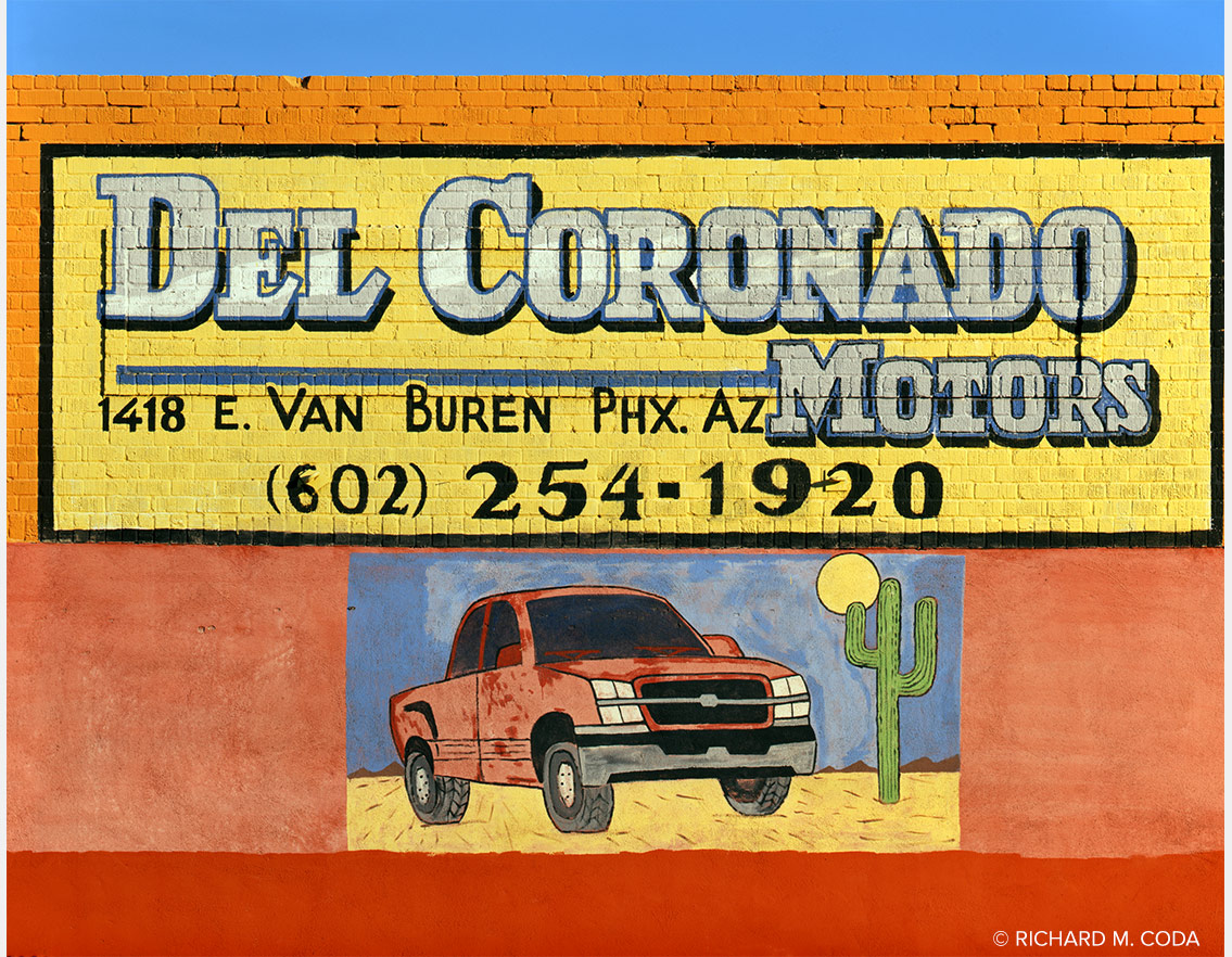 Del Coronado Motors, Phoenix, AZ, ©2008. 4x5" Color Transparency.