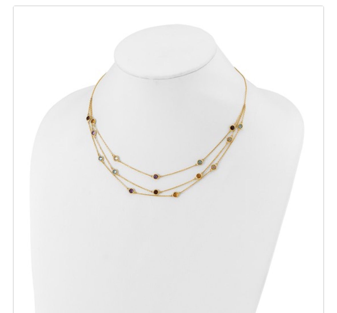 Multi strand gemstone necklace in 14k