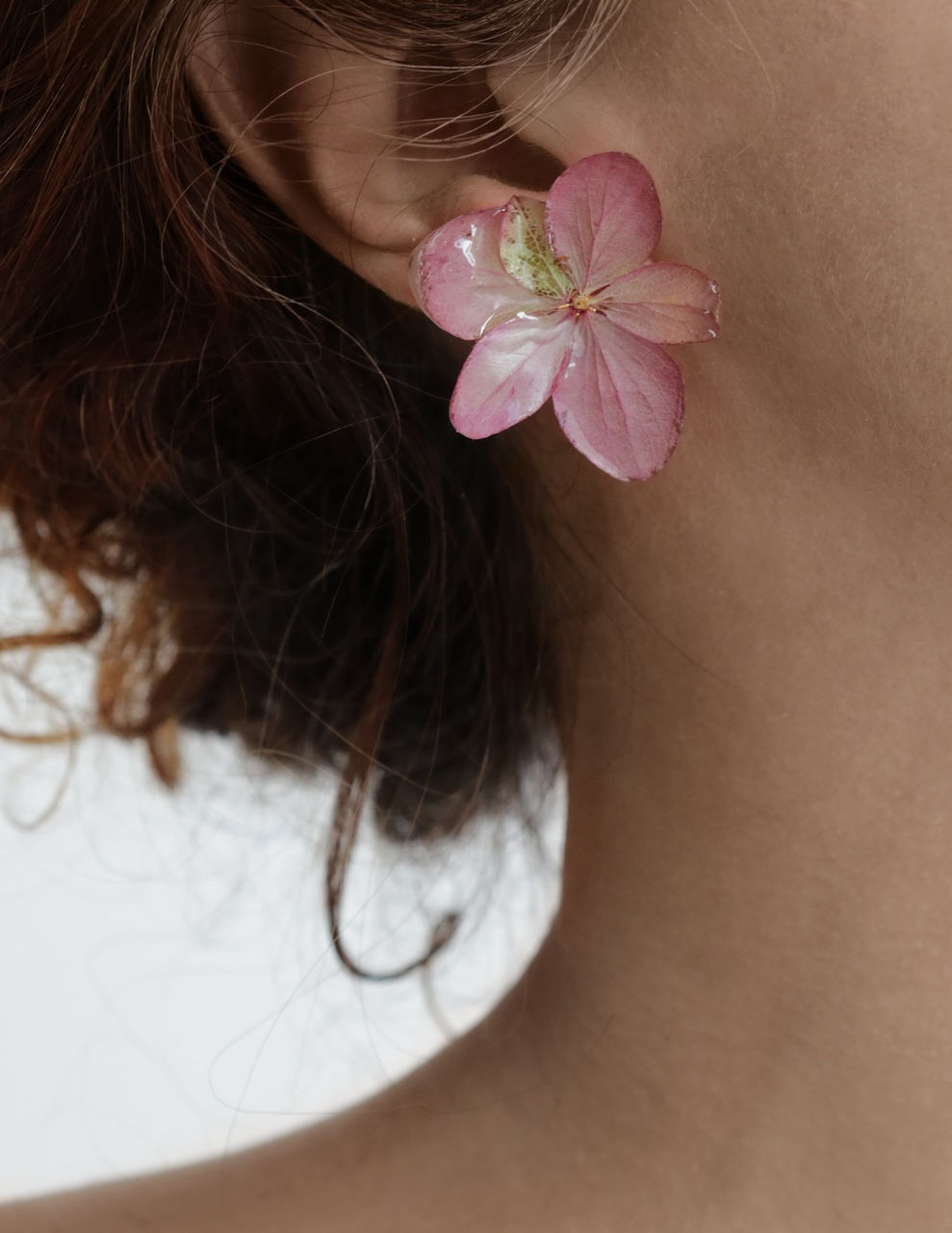 Pink Blush Hydrangea Earrings Studs