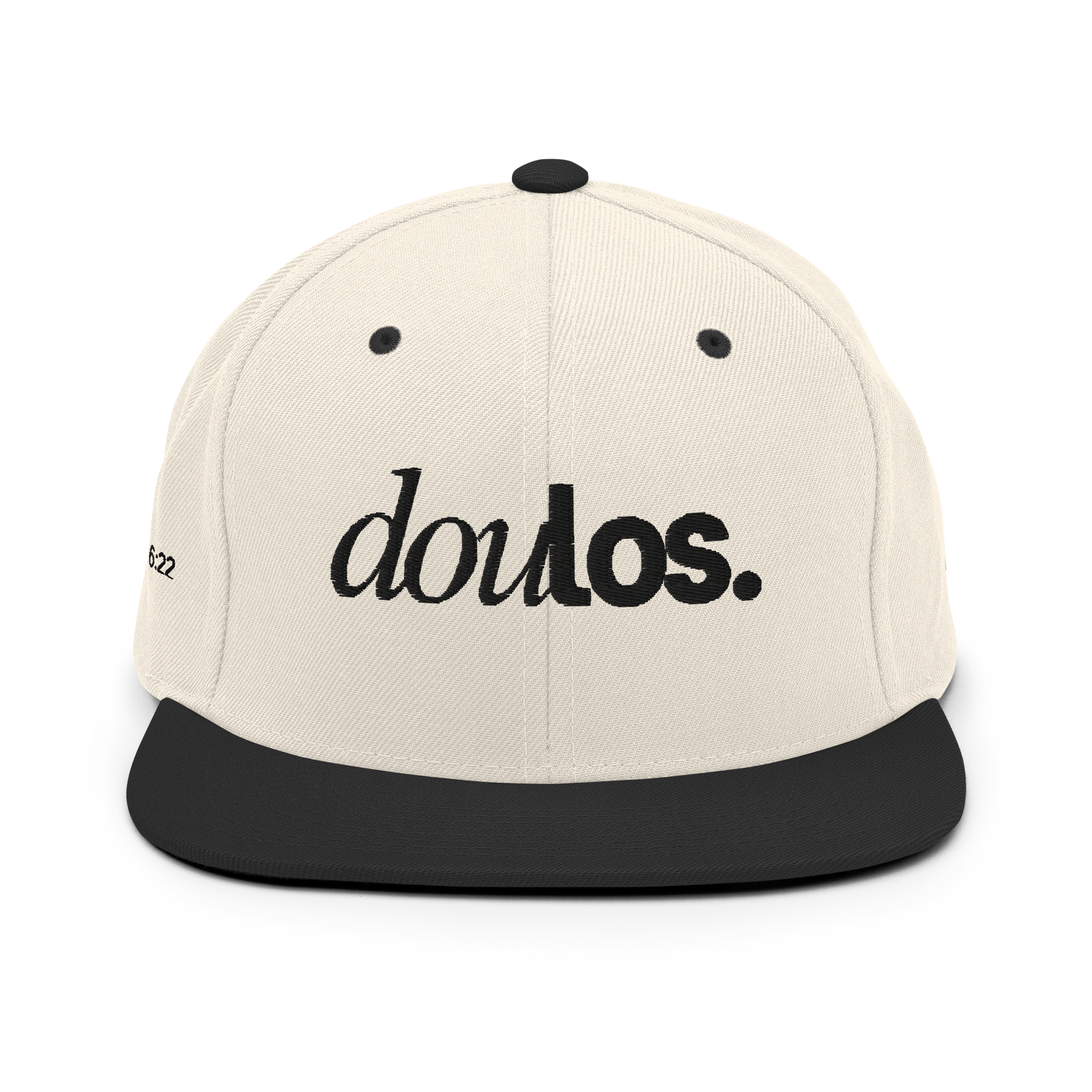 Flat Bill Doulos. Snapback Hat Black Embroidery