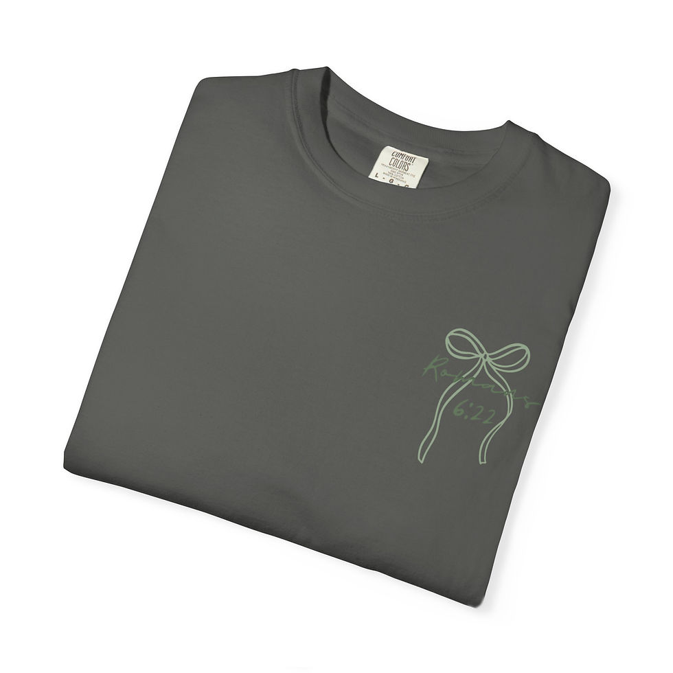 Thumbnail: Romans 6:22 Green Ribbon T-shirt | Green Vintage Frame Landscape Print