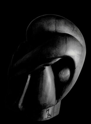 Introspection - Sculpture en bois d'érable patiné - Hauteur 40 cm - Marc Blondeau, sculpteur - France.