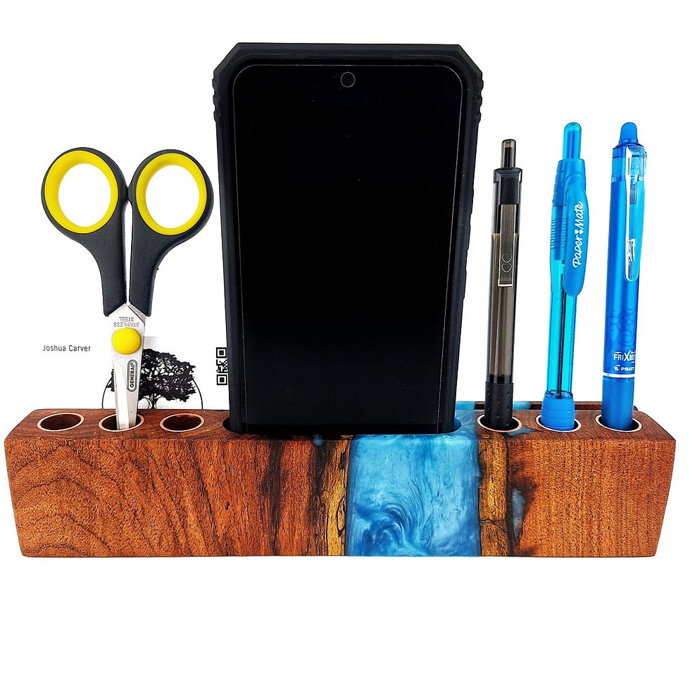 Thumbnail: Sky Blue Desk Organizer with Copper Inlay back empty