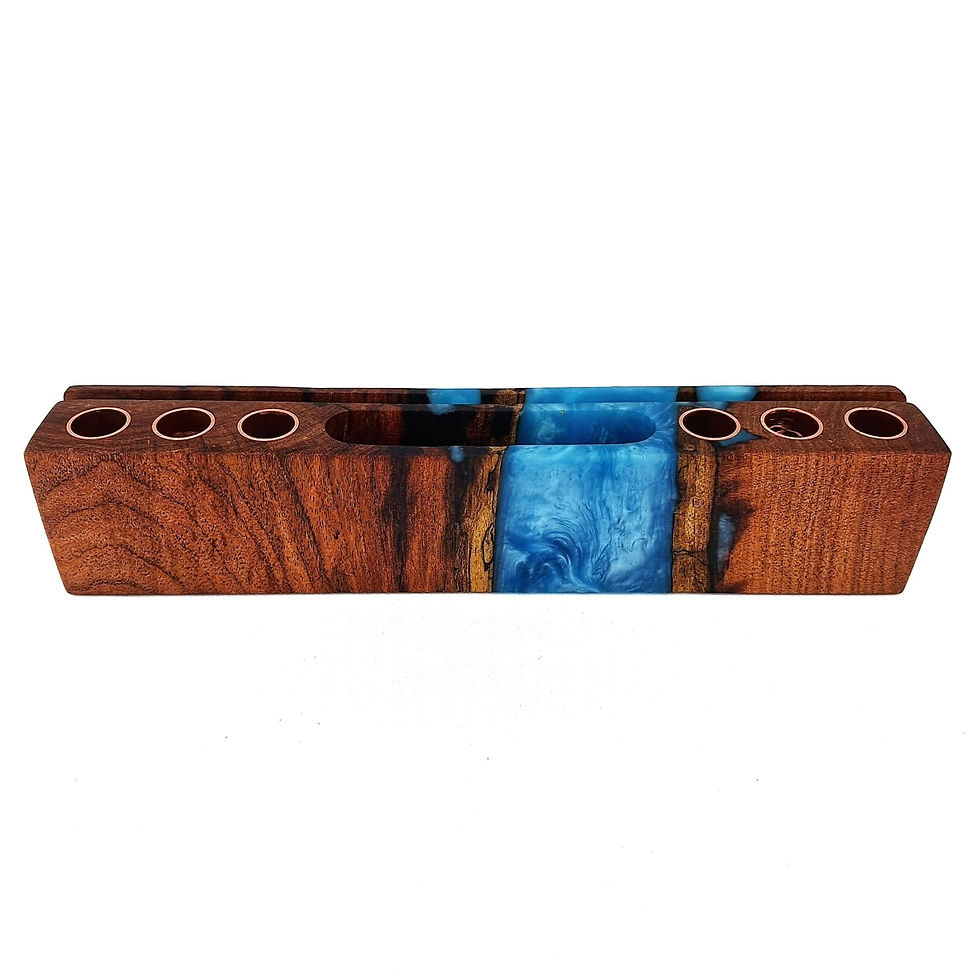 Thumbnail: Sky Blue Desk Organizer with Copper Inlay back