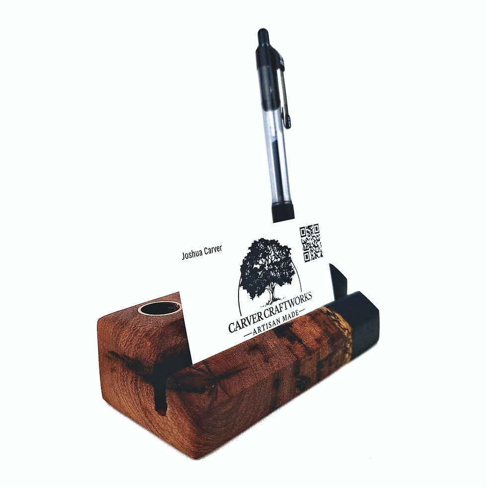 Thumbnail: Black Business Card Display with Copper Inlay 3/4