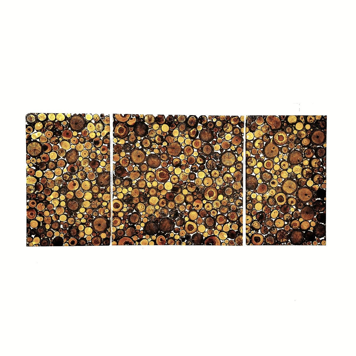 Cordwood Triptych Wall Art horizontal