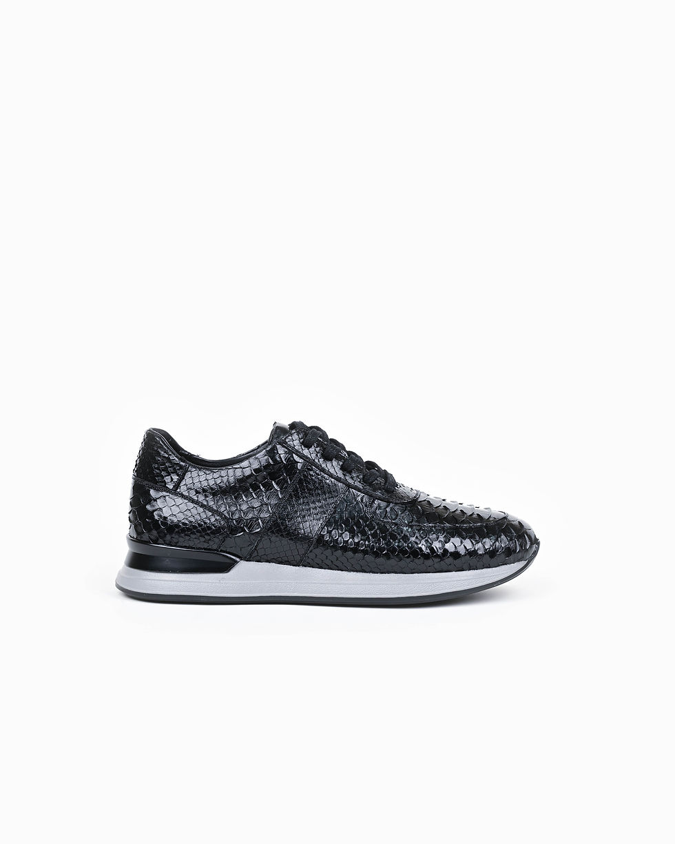 SENELLI 1403 siyah hakiki yılan deri erkek exotic sneaker hafif EVA tabanlı premium günlük ayakkabı