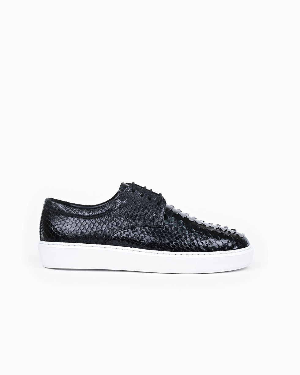 SENELLI 2653 siyah hakiki yılan deri erkek exotic sneaker hafif EVA tabanlı premium günlük ayakkabı