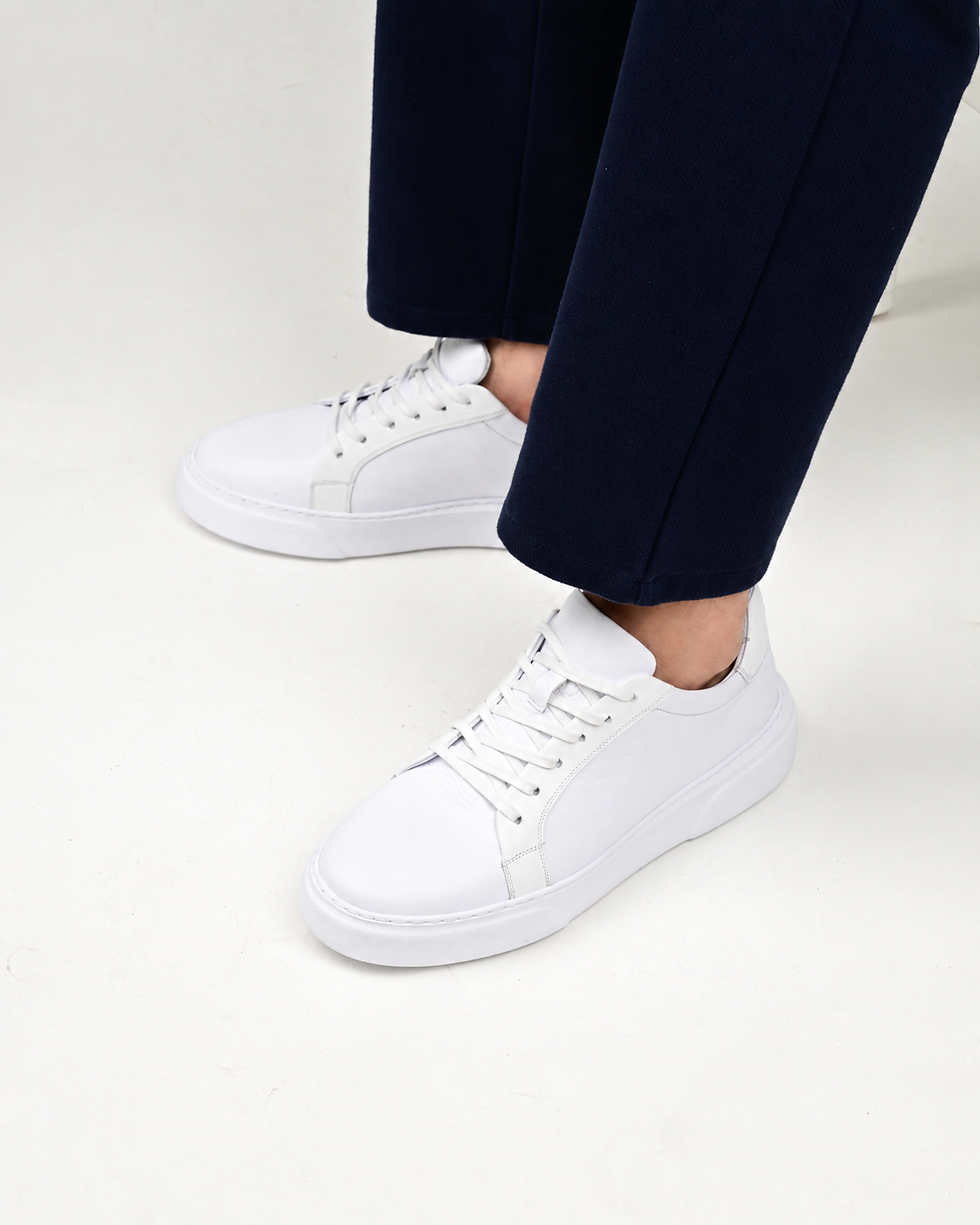 Küçük resim: SENELLI 2692 beyaz floater deri erkek sneaker beyaz EVA tabanlı günlük ayakkabı