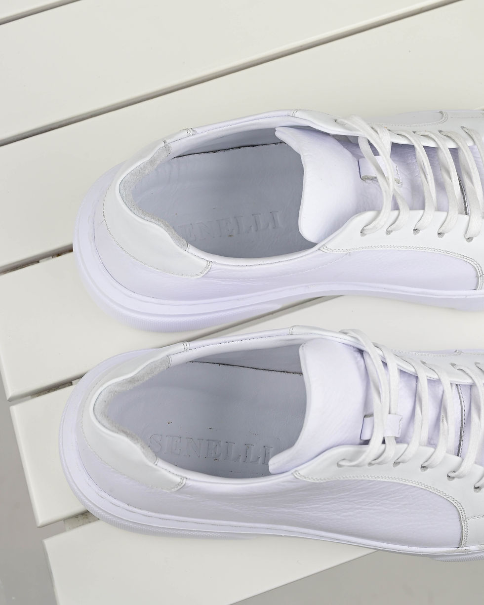 Küçük resim: SENELLI 2692 beyaz floater deri erkek sneaker beyaz EVA tabanlı günlük ayakkabı
