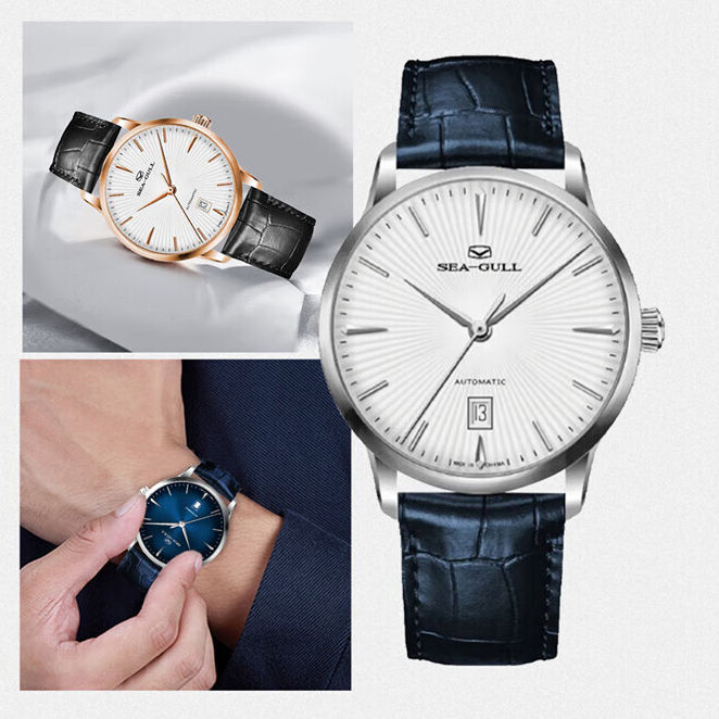 Thumbnail: NEW Seagull 40mm ST2130 Simple is More Bussiness Date Men's Automatic Watch 1134
