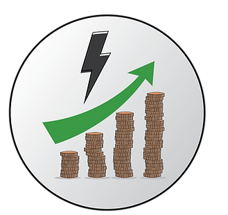 Icon with stacks of coins increasing to show rising cost