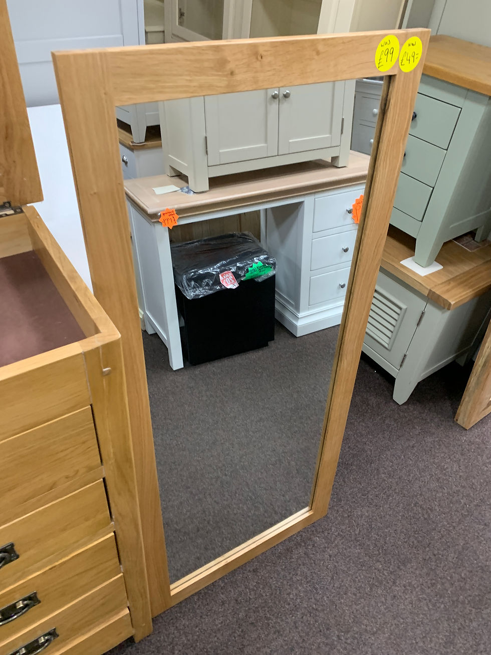 Thumbnail: Real oak wall hanging mirror 