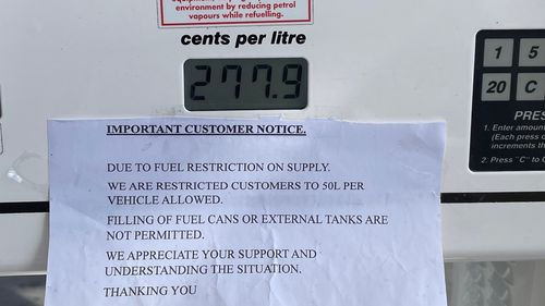 Fuel stations impose 50L caps as supply shock continues