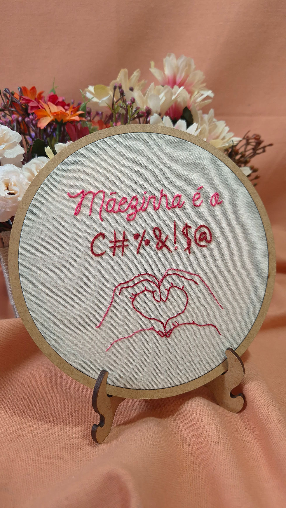 Miniatura: Quadro Bordado À Mão - Mãezinha é o C#%&!$@