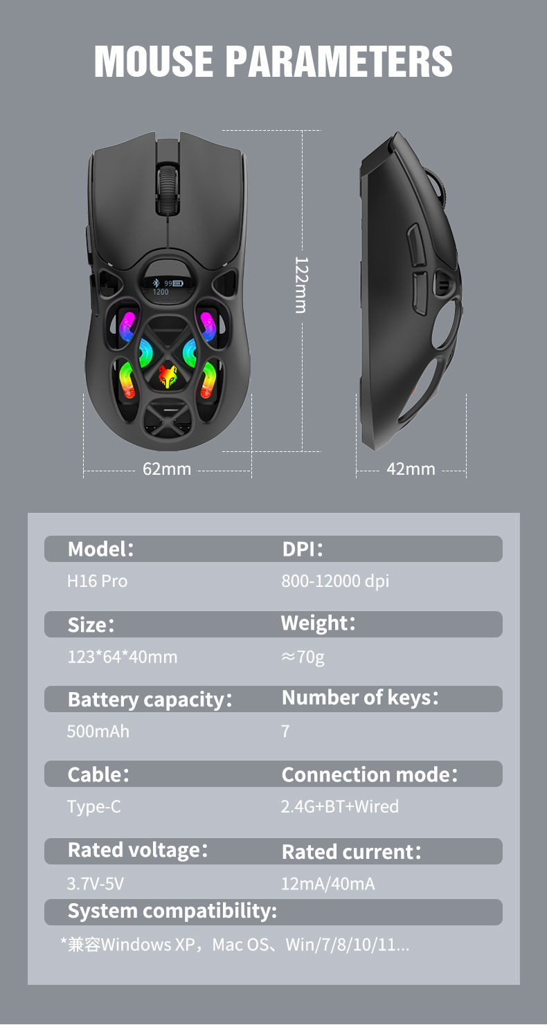 Thumbnail: Wireless Gaming Mouse  – Ultra-Light RGB Bluetooth 2.4G