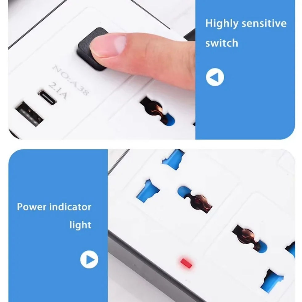 Thumbnail: uk power strip with usb c featuring safety switch and compact design